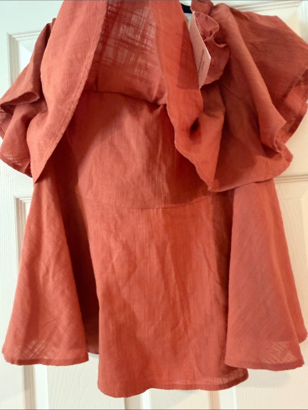 beachlunchlounge Rust Ruffle Off-Shoulder Blouse - Picture 5 of 6